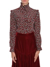 SAINT LAURENT SAINT LAURENT PRINTED RUFFLE TRIM BLOUSE