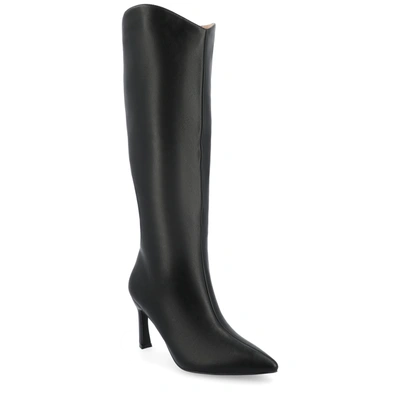 Journee Collection Women's Rehela Pointed Toe Stiletto Knee High Dress Boots In Black