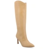 Journee Collection Women's Rehela Pointed Toe Stiletto Knee High Dress Boots In Multi
