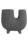 Uma U-shape Ceramic Vase In Dark Gray