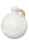 Uma Terracotta Rattan Wrapped Jug Vase In White