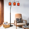 NOVA OF CALIFORNIA LAYERS 85" NATURAL MICA 3 LIGHT ARC LAMP IN CHARCOAL GRAY AND GUNMETAL WITH DIMMER SWITCH