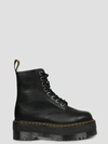 Dr. Martens Smooth Leather Platform Boots With Side Zip Closure In Black