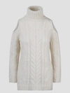 P.a.r.o.s.h Chunky Cable-knit Cold-shoulder Jumper Turtleneck