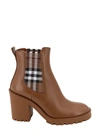 Burberry Allostock Leather Check Heeled Chelsea Booties