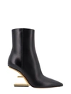 FENDI LEATHER ANKLE BOOTS WITH FENDI O'LOCK SLIDER