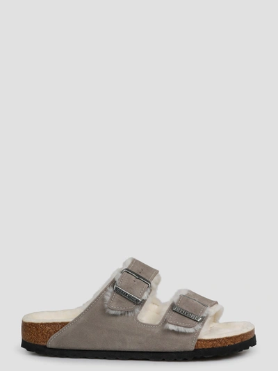 Birkenstock Arizona Shearling Sandal In Grey