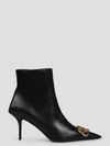 Balenciaga Black Leather Square Knife Ankle Boots