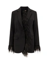 MICHAEL KORS JERSEY BLAZER WITH REMOVABLE FEATHERS DETAIL