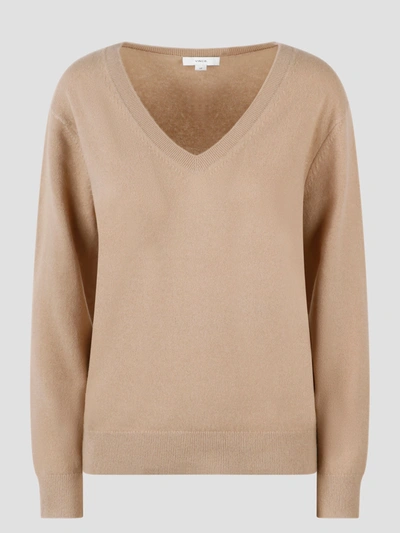 Vince Cashmere V-neck Sweater In Camel