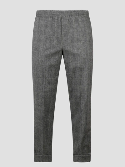 Neil Barrett Check Wool Trousers In Grey