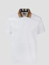 Burberry Check-collar White Polo Shirt With Three-button Placket