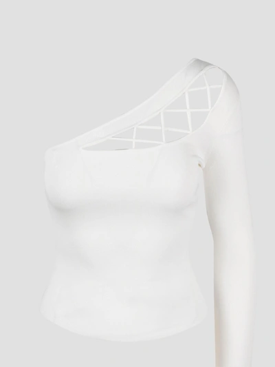 Elisabetta Franchi Crossover One Shoulder Top In White