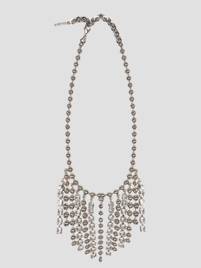 Alessandra Rich Crystal And Chain Fringes Necklace In Gold