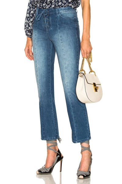 Ulla Johnson Alex Lace Up Cropped Jeans In Blue
