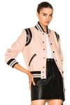 SAINT LAURENT SAINT LAURENT TEDDY BOMBER JACKET IN STRIPES,PINK,376283 Y213Q