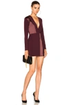 DION LEE DION LEE SPLICED SILK MINI LONG SLEEVE DRESS IN RED,A9318P17