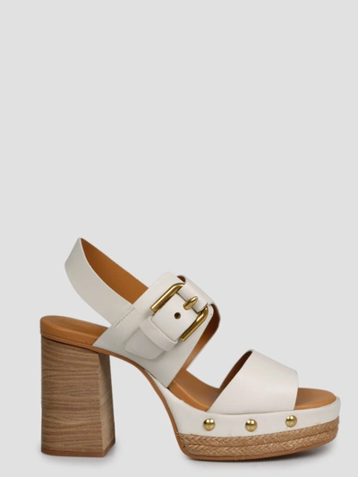 See By Chloé Joline Buckle Espadrille Platform Sandals In Ivory White