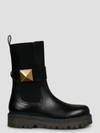 Valentino One Stud Leather Chelsea Boots In Black
