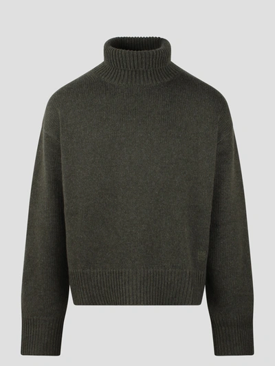 Givenchy Turtleneck Oversized Knit Sweater In Military Green