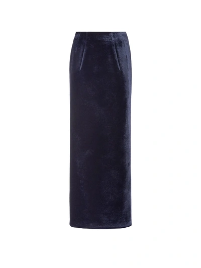 Fendi Woman Dark Blue Velvet Skirt In Black