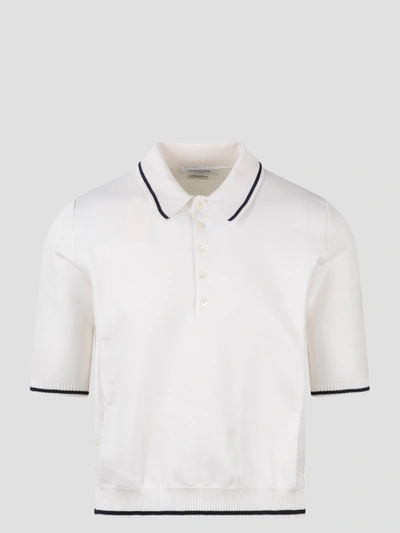 Thom Browne Contrasting-trim Polo Shirt In White