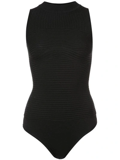Cushnie Et Ochs Sleeveless Ribbed Bodysuit, Black
