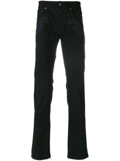 Versace Baroque Patches Jeans In Nero
