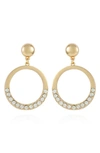 T Tahari Pavé Crystal Circle Drop Earrings In Goldtone