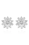 T Tahari Flower Clip-on Earrings In Silvertone