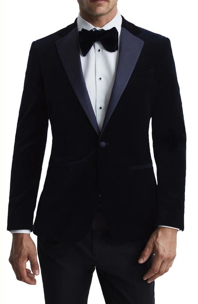 Reiss Ace Velvet Tuxedo Jacket In Navy