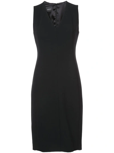 Akris V-neck Pleat Detail Dress In Black