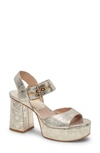 Dolce Vita Bobby Imitation Pearl Ankle Strap Platform Sandal In Platinum Leather