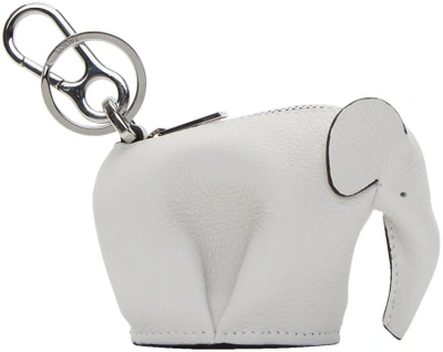 Loewe Leather Elephant Charm Coin Purse In White