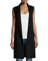 Theory Aggie Contour Open-front Wool Vest, Black In Black