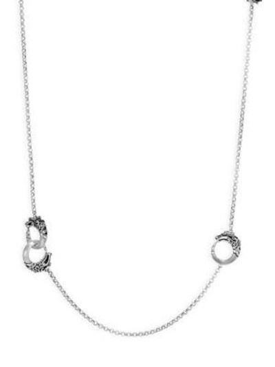 John Hardy Brushed Sterling Silver Legends Naga Round Chain Necklace With Black Spinel, 36