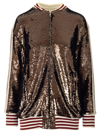 Palm Angels Sequined Track Jacket In Argento