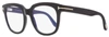 Tom Ford Women's Blue Block Eyeglasses Tf5537b 001 Black 52mm In Multi