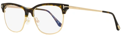 Tom Ford Women's Blue Block Eyeglasses Tf5546b 052 Havana/gold 52mm