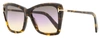Tom Ford Women's Butterfly Sunglasses Tf849 Leah 55b Vintage Havana/gold 64mm In Multi
