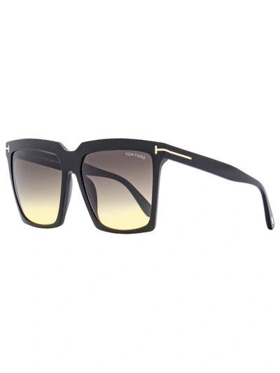 Tom Ford Women's Square Sunglasses Tf764 Sabrina-02 01b Black 58mm In White
