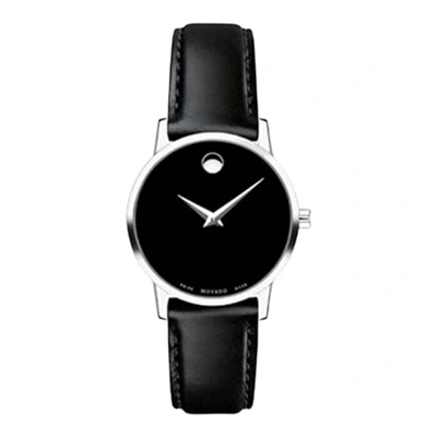 Movado Women's Swiss Museum Classic Black Leather Strap Watch 33mm In Silver