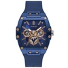 Guess Men's Blue Silicone Strap Watch 43mm In Blue