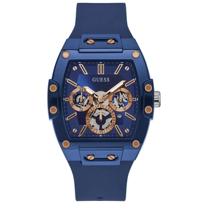 Guess Men's Blue Silicone Strap Watch 43mm