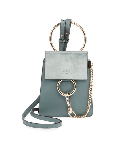 Chloé Faye Small Leather Bracelet Bag In Light Blue