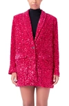 Endless Rose Women's Sequins Velvet Blazer In Fuchsia