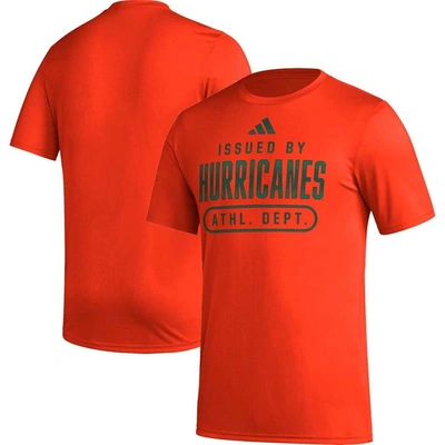 Adidas Originals Men's Adidas Orange Miami Hurricanes Sideline Aeroready Pregame T-shirt