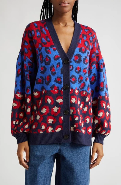Farm Rio Leopard Print Knit Cardigan Sweater In Mixed Leopard