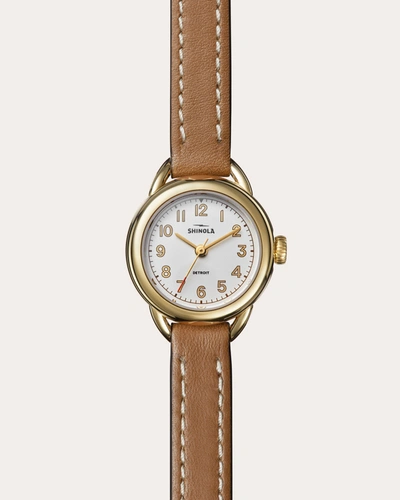 Shinola Women's Runabout 25mm Tan Leather-strap Watch In White Tan