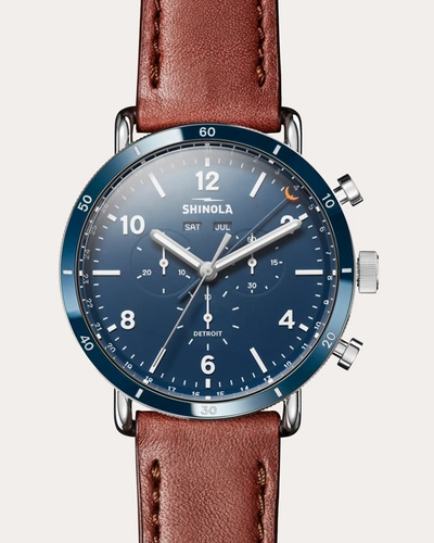 SHINOLA MEN'S CANFIELD SPORT 45MM COGNAC LEATHER-STRAP WATCH